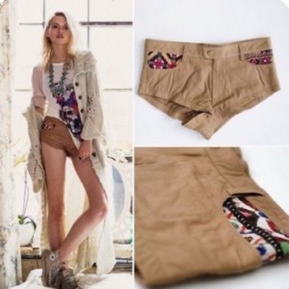 Spell & The Gypsy Festival Burning Man Coachella Embroidered Leather Shorts Boho - Picture 3 of 7